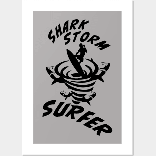 Shark Storm Surfer. Posters and Art